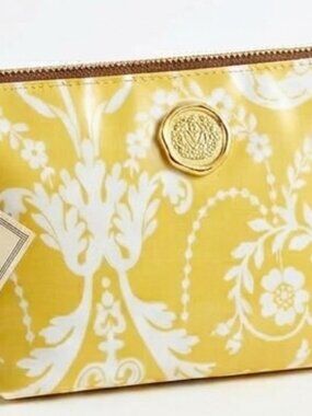 Anna Griffin Small Cosmetic Bag | Yellow Damask NWT